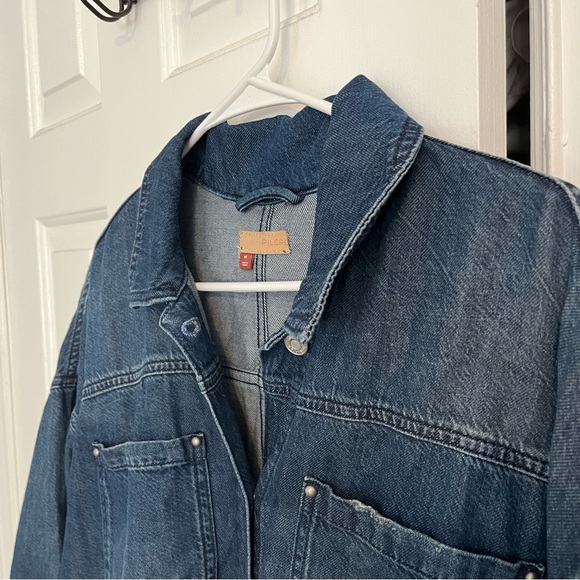 Anthropologie Pilcro Oversized Draped Denim Duster, size Medium - Picture 8 of 16